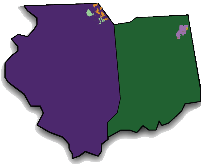 Click a region (Northwest Chicago suburbs, North Chicago suburbs, or Northeast Indiana)
